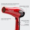 KISS 1875 Watt Pro Tourmaline Ceramic Hair Dryer, Styling Edition, 3 Heat Settings, 2 Speed Settings, Cool Shot Button, 7 Blow Dryer Accessories Included, 2-Year Warranty – Red(8 Piece Set)