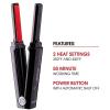 KISS Cordless Flat Iron Rouge Portable Hair Straightener, ¾ Tourmaline Ceramic Plates, 350°F – 420°F, 50-Minute USB Rechargeable Lithium-Ion Battery, Auto Shutoff, Dual Voltage, 0.8 lbs