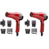 KISS 1875 Watt Pro Tourmaline Ceramic Hair Dryer, Styling Edition, 3 Heat Settings, 2 Speed Settings, Cool Shot Button, 7 Blow Dryer Accessories Included, 2-Year Warranty – Red(8 Piece Set (Pack of 2))