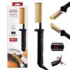 KISS Professional Pressing Comb with Polished Gold Smoothing Comb, Safety Stand, Digital LED Temperature Display, & Tangle Free 360° Swivel Cord(Medium)