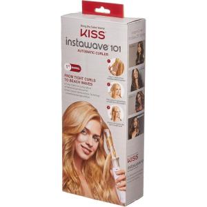 KISS Instawave 101 Automatic Rotating Curling Iron, 1 Inch Pearl Ceramic Tourmaline Barrel Heats Up to 400°, 2 Directional Spinner, Rose Gold Finish, 1.07 Lbs.(White)