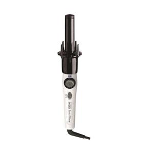 KISS Instawave Deluxe Automatic Rotating Curling Iron, Self-Spinning, Ceramic Ionic Technology, Tangle Prevention, 2-Way Rotation, Dual Heat Settings up to 420°F, 1” Curling Wand, Black & White(1 Count (Pack of 1))