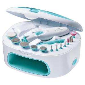 KISS Professional, Electric Nail Drill/Electric Nail File & Nail Dryer System, Includes 12 attachments, cuticle pusher, A/C adapter, storage case(White)