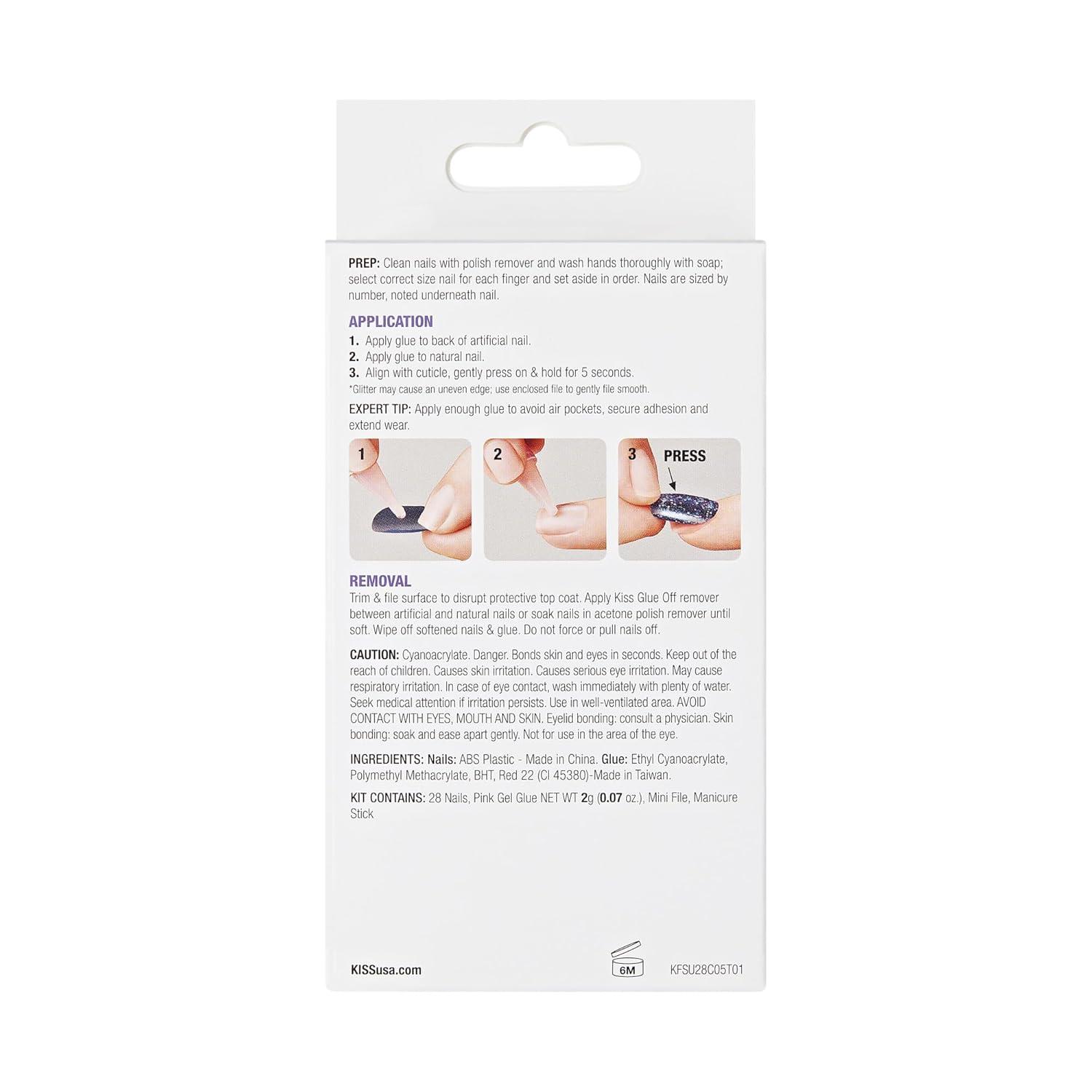 imageKISS Gel Fantasy Press On Nails Nail glue included After Last Night Light Pink Short Size Squoval Shape Includes 28 Nails 2g glue 1 Manicure Stick 1 Mini FileAfter Last Night