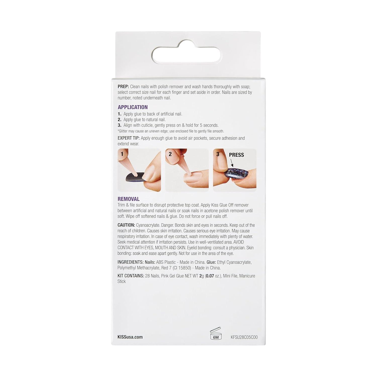 imageKISS Gel Fantasy Press On Nails Nail glue included After Last Night Light Pink Short Size Squoval Shape Includes 28 Nails 2g glue 1 Manicure Stick 1 Mini FileAim High