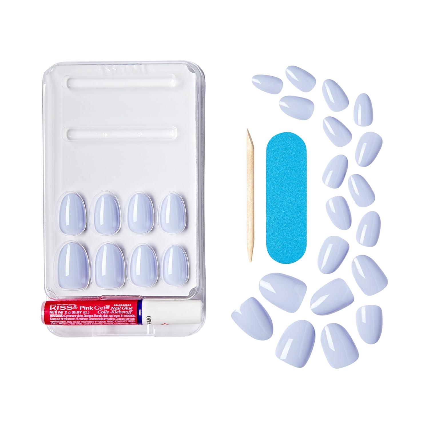 imageKISS Gel Fantasy Press On Nails Nail glue included After Last Night Light Pink Short Size Squoval Shape Includes 28 Nails 2g glue 1 Manicure Stick 1 Mini FileDay1