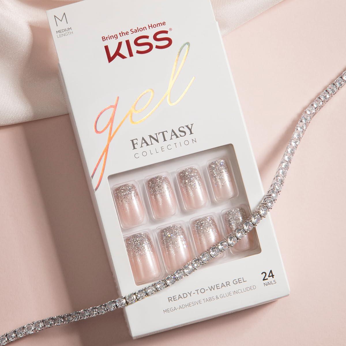 imageKISS Gel Fantasy Press On Nails Nail glue included After Last Night Light Pink Short Size Squoval Shape Includes 28 Nails 2g glue 1 Manicure Stick 1 Mini FileI Feel You