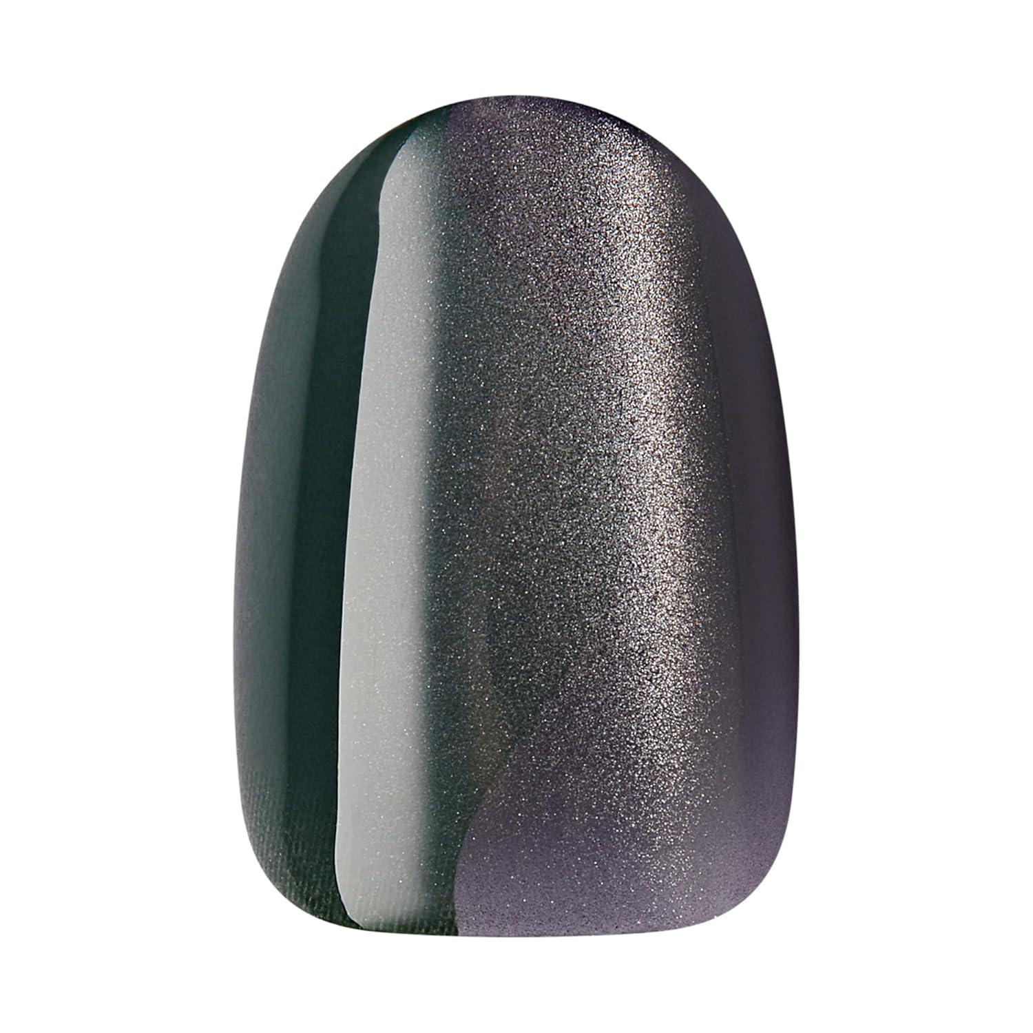 imageKISS Gel Fantasy Press On Nails Nail glue included Dial Me Gray Short Size Oval Shape Includes 28 Nails 2g glue 1 Manicure Stick 1 Mini FileDial Me