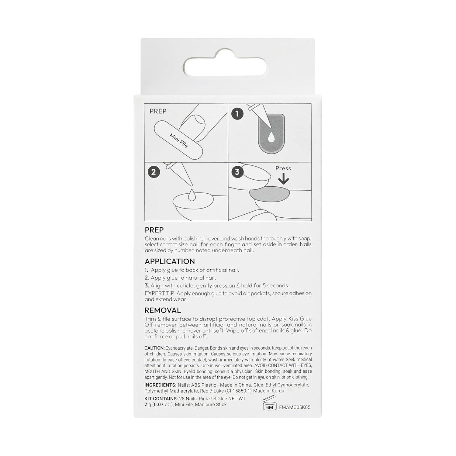 imageKISS Gel Fantasy Press On Nails Nail glue included Dial Me Gray Short Size Oval Shape Includes 28 Nails 2g glue 1 Manicure Stick 1 Mini FileDrama