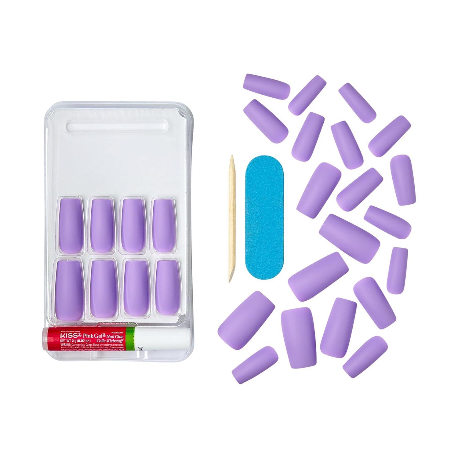 imageKISS Gel Fantasy Press On Nails Nail glue included No Regrets Light Pink Medium Size Almond Shape Includes 28 Nails 2g Glue 1 Manicure Stick 1 Mini fileSave