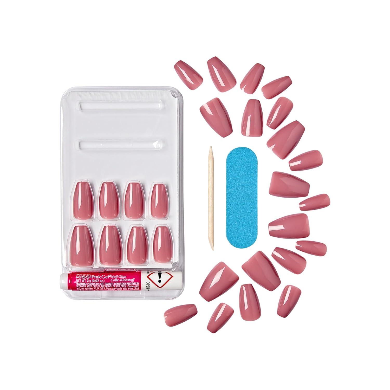 imageKISS Gel Fantasy Press On Nails Nail glue included No Regrets Light Pink Medium Size Almond Shape Includes 28 Nails 2g Glue 1 Manicure Stick 1 Mini fileLetter To Ur EX