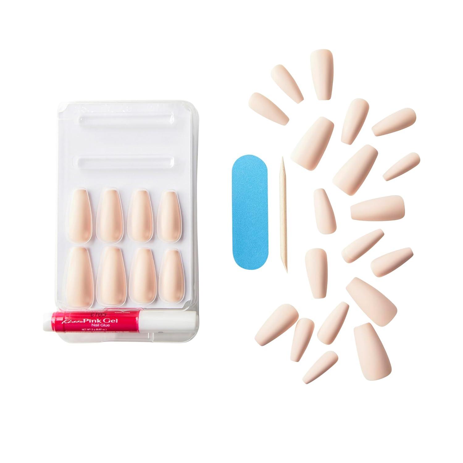 imageKISS Gel Fantasy Press On Nails Nail glue included No Regrets Light Pink Medium Size Almond Shape Includes 28 Nails 2g Glue 1 Manicure Stick 1 Mini file4 the Cause