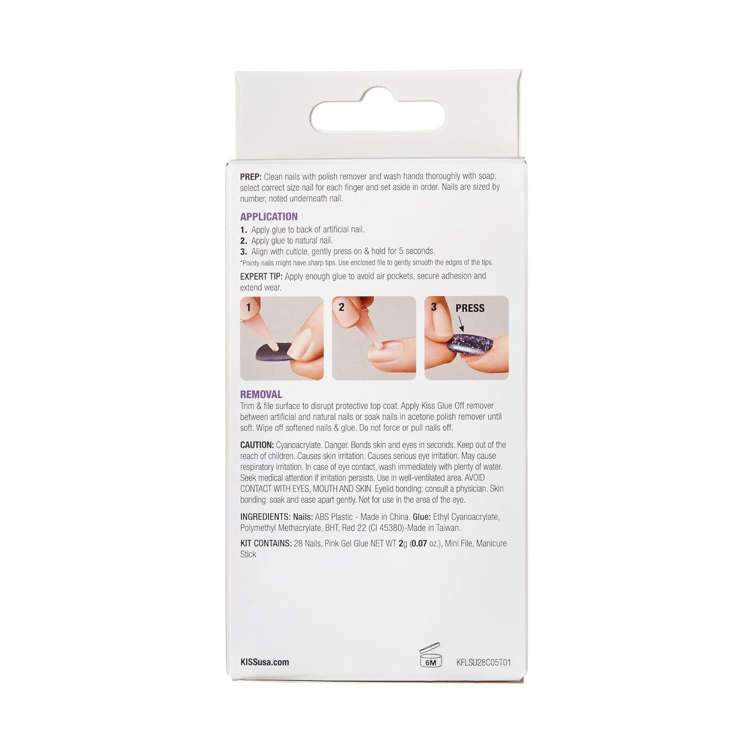imageKISS Gel Fantasy Press On Nails Nail glue included No Regrets Light Pink Medium Size Almond Shape Includes 28 Nails 2g Glue 1 Manicure Stick 1 Mini fileSave