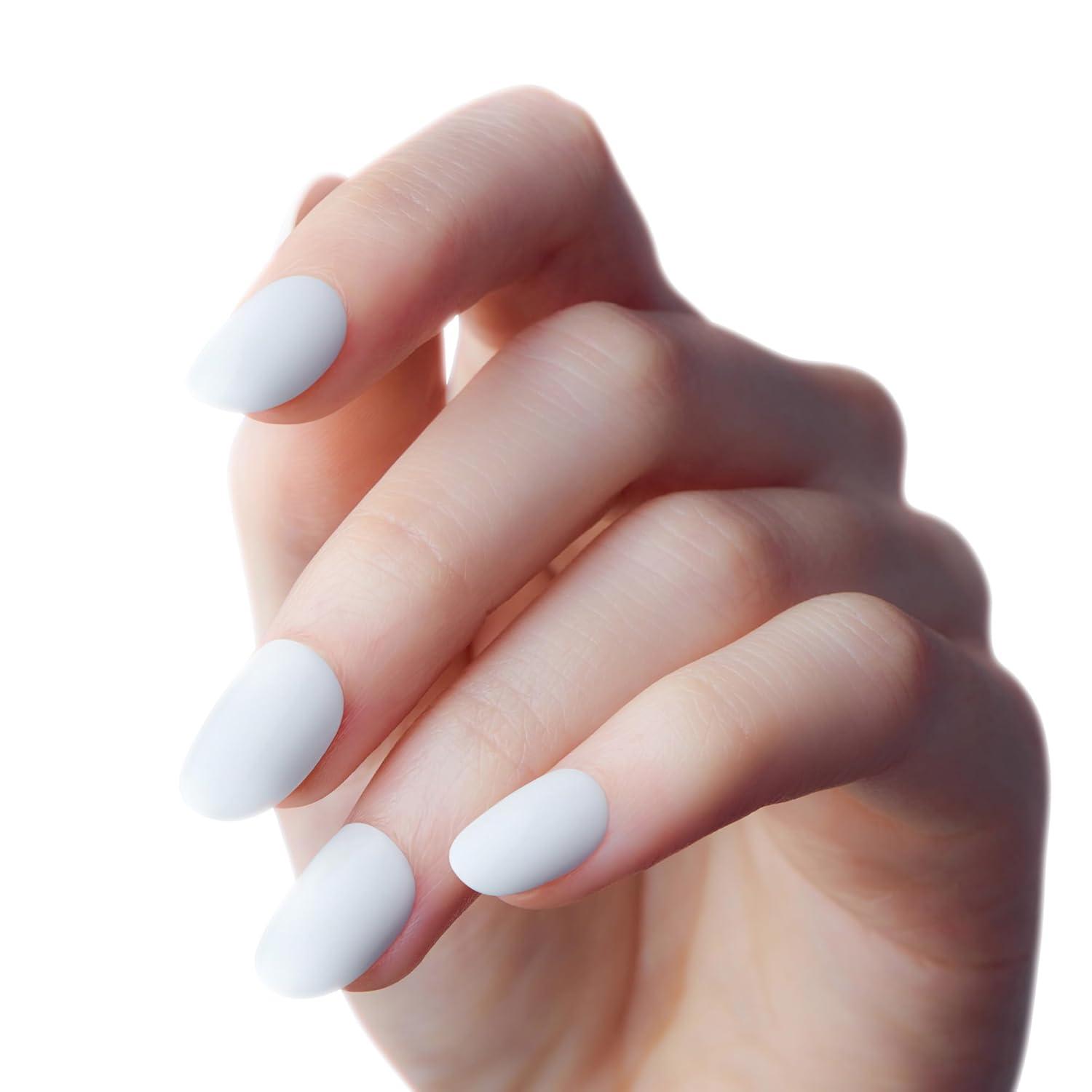 imageKISS Gel Fantasy PressOn Nails Nail glue included Pure Love Light Pink Short Size Almond Shape Includes 28 Nails 2G Glue 1 Manicure Stick 1 Mini FileHappy Hands