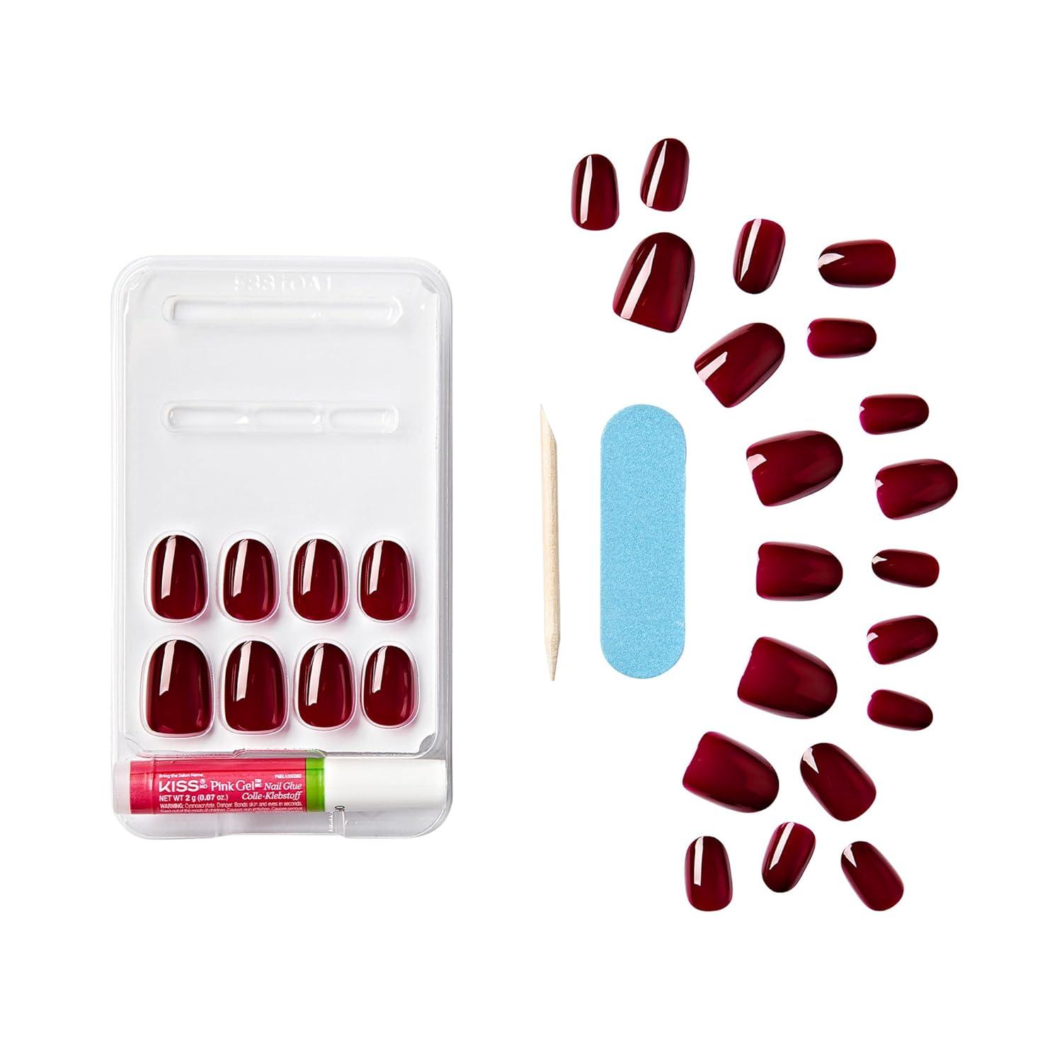 imageKISS Gel Fantasy PressOn Nails Nail glue included Pure Love Light Pink Short Size Almond Shape Includes 28 Nails 2G Glue 1 Manicure Stick 1 Mini FileOne Call