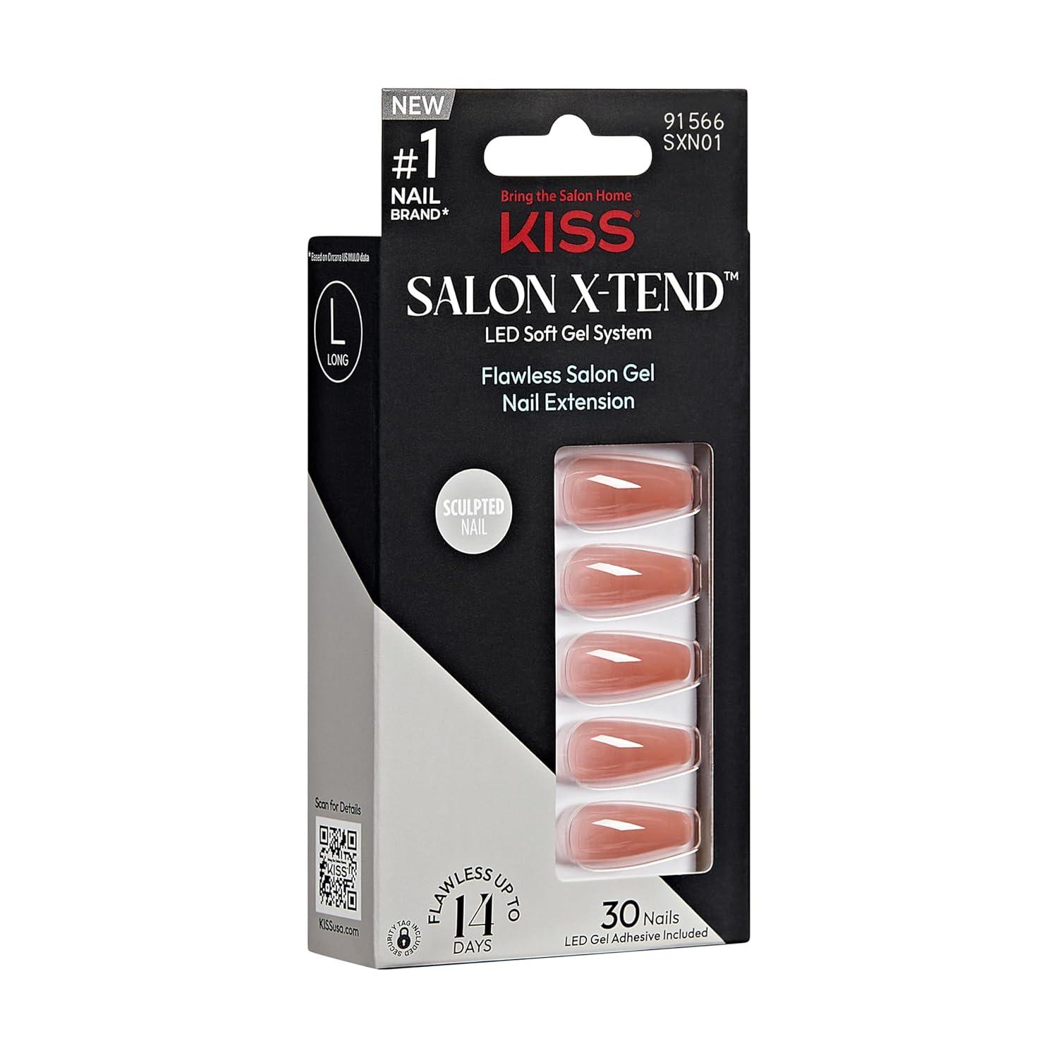imageKISS Salon Xtend PressOn Nails Nail glue included Keep It Light White Short Size Oval Shape Includes 30 Nails 5Ml Led Soft Gel Adhesive 1 Manicure Stick 1 New Mini File New Prep PadFlowers