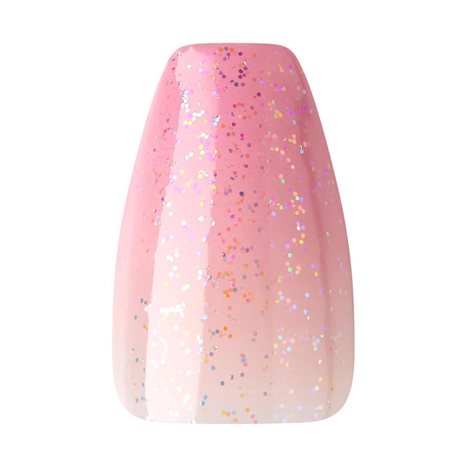 imageKISS Salon Xtend PressOn Nails Nail glue included Red Flags Light Pink Medium Size Almond Shape Includes 30 Nails 5Ml Led Soft Gel Adhesive 1 Manicure Stick 1 New Mini File New Prep PadMedium Pink
