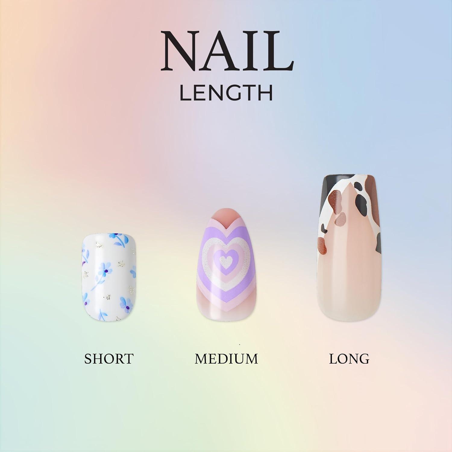 imageKISS Voguish Fantasy Press On Nails Nail glue included clatant Pink Medium Size Almond Shape Includes 28 Nails 2g glue 1 Manicure Stick 1 Mini FileBisous
