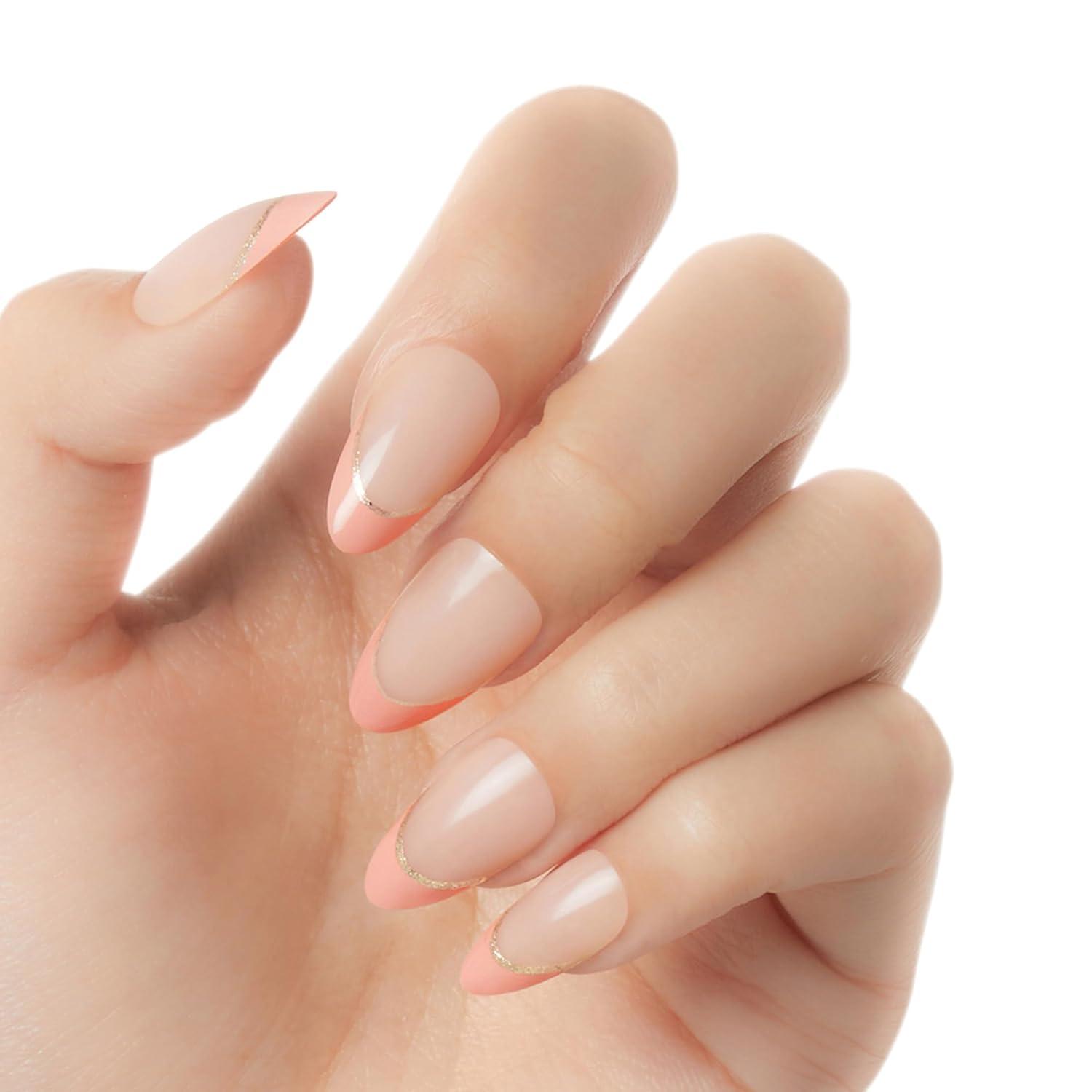 imageKISS Voguish Fantasy Press On Nails Nail glue included clatant Pink Medium Size Almond Shape Includes 28 Nails 2g glue 1 Manicure Stick 1 Mini Fileclatant