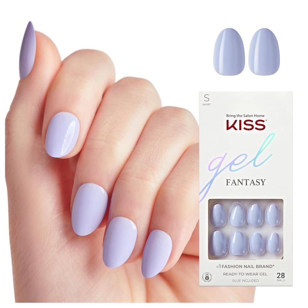 imageKISS Gel Fantasy Press On Nails Nail glue included After Last Night Light Pink Short Size Squoval Shape Includes 28 Nails 2g glue 1 Manicure Stick 1 Mini FileDay1