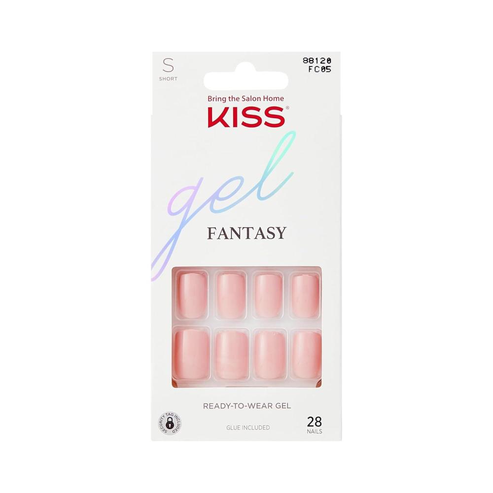 imageKISS Gel Fantasy Press On Nails Nail glue included After Last Night Light Pink Short Size Squoval Shape Includes 28 Nails 2g glue 1 Manicure Stick 1 Mini FileMidnight Snacks