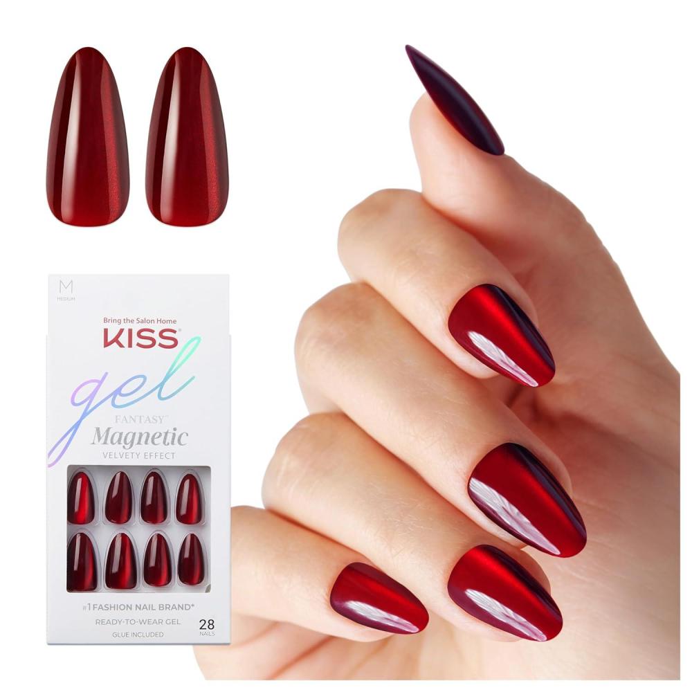 imageKISS Gel Fantasy Press On Nails Nail glue included Chameleon Blue Medium Size Coffin Shape Includes 28 Nails 2g glue 1 Manicure Stick 1 Mini FileBeatBelles