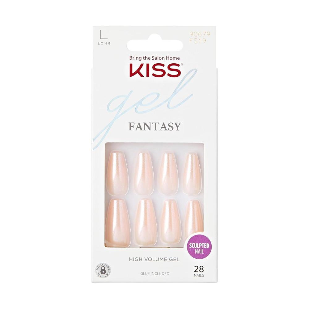imageKISS Gel Fantasy Press On Nails Nail glue included No Regrets Light Pink Medium Size Almond Shape Includes 28 Nails 2g Glue 1 Manicure Stick 1 Mini fileHold Me Closer