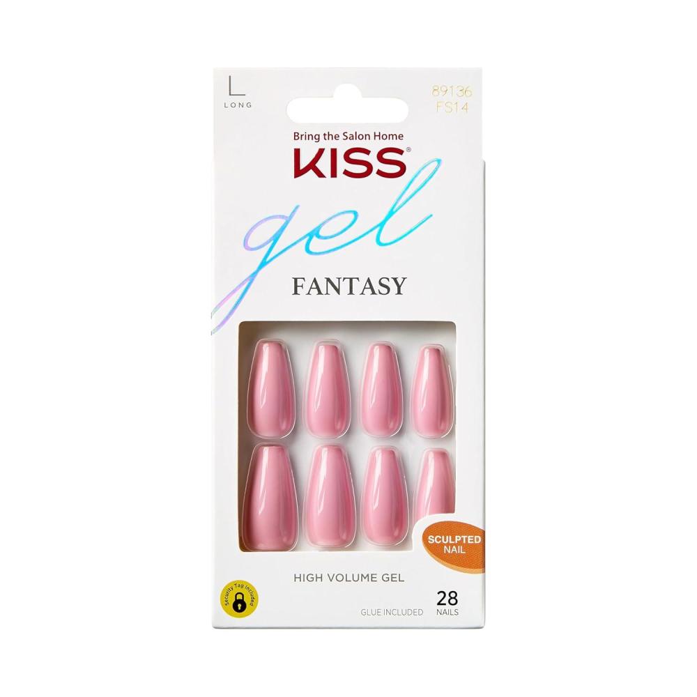 imageKISS Gel Fantasy Press On Nails Nail glue included No Regrets Light Pink Medium Size Almond Shape Includes 28 Nails 2g Glue 1 Manicure Stick 1 Mini fileCountless Times
