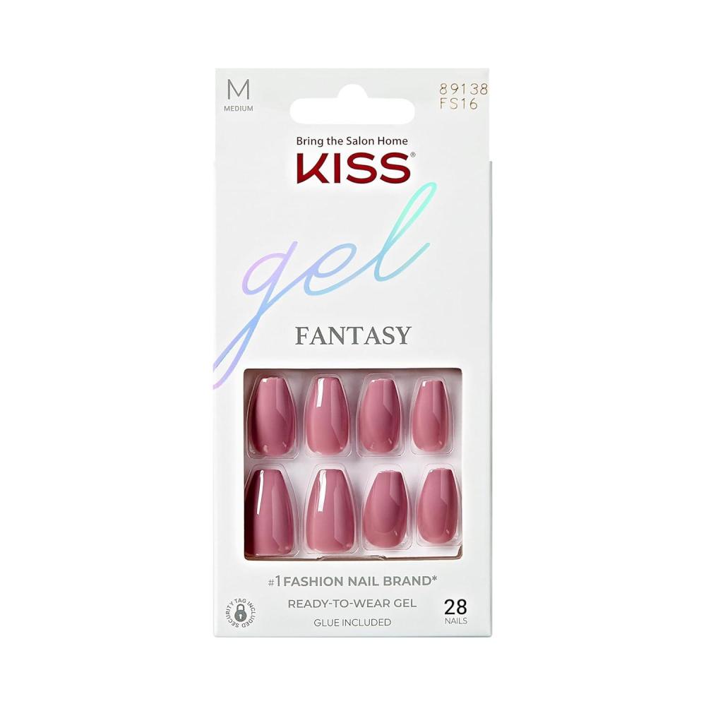 imageKISS Gel Fantasy Press On Nails Nail glue included No Regrets Light Pink Medium Size Almond Shape Includes 28 Nails 2g Glue 1 Manicure Stick 1 Mini fileLetter To Ur EX