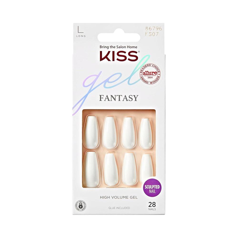 imageKISS Gel Fantasy Press On Nails Nail glue included No Regrets Light Pink Medium Size Almond Shape Includes 28 Nails 2g Glue 1 Manicure Stick 1 Mini fileTrue Color