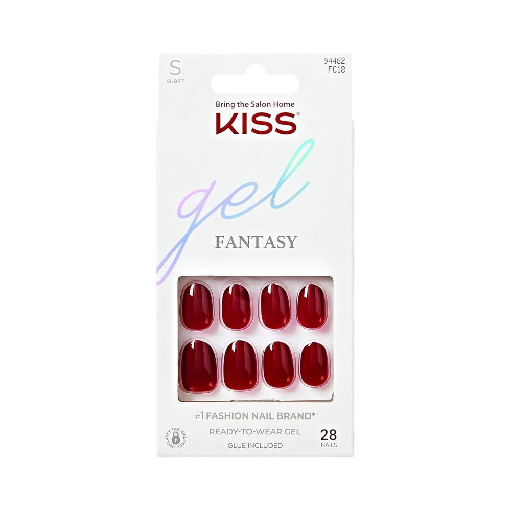 imageKISS Gel Fantasy PressOn Nails Nail glue included Pure Love Light Pink Short Size Almond Shape Includes 28 Nails 2G Glue 1 Manicure Stick 1 Mini FileOne Call