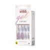 KISS Gel Fantasy, Press On Nails, Nail glue included, ‘After Last Night’, Light Pink, Short Size, Squoval Shape, Includes 28 Nails, 2g glue, 1 Manicure Stick, 1 Mini File(Rainbow Rings)