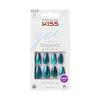 KISS Gel Fantasy, Press On Nails, Nail glue included, ‘Chameleon’, Blue, Medium Size, Coffin Shape, Includes 28 Nails, 2g glue, 1 Manicure Stick, 1 Mini File(Chameleon)