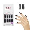 KISS Gel Fantasy Press On Nails, Nail glue included, ‘Jelly Gelée’, Black, Long Size, Square Shape, Includes 28 Nails, 2g glue, 1 Manicure Stick, 1 Mini File
