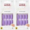 KISS Gel Fantasy, Press On Nails, Nail glue included, ‘No Regrets’, Light Pink, Medium Size, Almond Shape, Includes 28 Nails, 2g Glue, 1 Manicure Stick, 1 Mini file(Purple)
