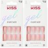 KISS Gel Fantasy, Press-On Nails, Nail glue included, ‘Pure Love’, Light Pink, Short Size, Almond Shape, Includes 28 Nails, 2G Glue, 1 Manicure Stick, 1 Mini File(Professional)
