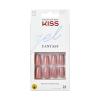 KISS Gel Fantasy, Press-On Nails, Nail glue included, ‘Pure Love’, Light Pink, Short Size, Almond Shape, Includes 28 Nails, 2G Glue, 1 Manicure Stick, 1 Mini File(Solid)