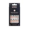 KISS Masterpiece French Tip Press On Nails, Black, Medium Almond, 12 Jeweled Accents, Glossy Finish Nail Kit Contains 30 Fake Nails, Pink Gel Nail Glue 2g (0.07 Oz.), Manicure Stick, & Mini Nail File(Perfection)