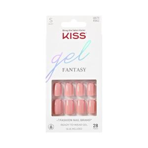 KISS Gel Fantasy, Press On Nails, Nail glue included, ‘After Last Night’, Light Pink, Short Size, Squoval Shape, Includes 28 Nails, 2g glue, 1 Manicure Stick, 1 Mini File(Ribbons)