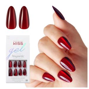 KISS Gel Fantasy, Press On Nails, Nail glue included, ‘Chameleon’, Blue, Medium Size, Coffin Shape, Includes 28 Nails, 2g glue, 1 Manicure Stick, 1 Mini File(BeatBelles)