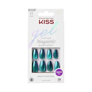 KISS Gel Fantasy, Press On Nails, Nail glue included, ‘Chameleon’, Blue, Medium Size, Coffin Shape, Includes 28 Nails, 2g glue, 1 Manicure Stick, 1 Mini File(Chameleon)