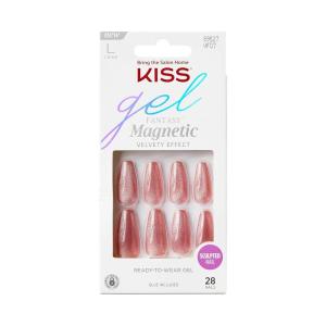 KISS Gel Fantasy, Press On Nails, Nail glue included, ‘Chameleon’, Blue, Medium Size, Coffin Shape, Includes 28 Nails, 2g glue, 1 Manicure Stick, 1 Mini File(West Coast)