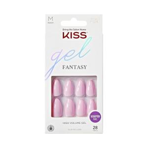 KISS Gel Fantasy, Press On Nails, Nail glue included, ‘No Regrets’, Light Pink, Medium Size, Almond Shape, Includes 28 Nails, 2g Glue, 1 Manicure Stick, 1 Mini file(No Regrets)