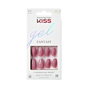 KISS Gel Fantasy, Press On Nails, Nail glue included, ‘No Regrets’, Light Pink, Medium Size, Almond Shape, Includes 28 Nails, 2g Glue, 1 Manicure Stick, 1 Mini file(Letter To Ur EX)