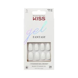 KISS Gel Fantasy, Press-On Nails, Nail glue included, ‘Pure Love’, Light Pink, Short Size, Almond Shape, Includes 28 Nails, 2G Glue, 1 Manicure Stick, 1 Mini File(Happy Hands)