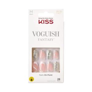 KISS Voguish Fantasy, Press On Nails, Nail glue included, ‘éclatant’, Pink, Medium Size, Almond Shape, Includes 28 Nails, 2g glue, 1 Manicure Stick, 1 Mini File(Fashspiration)