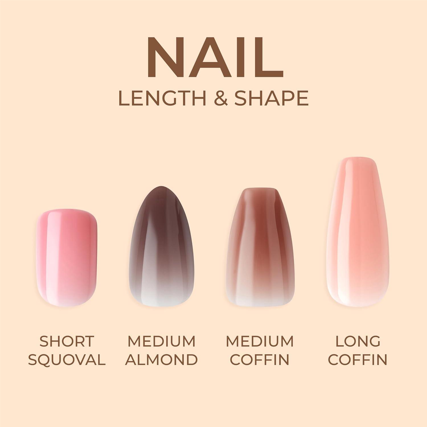 imageKISS Bare but Better Press On Nails Glossy Pink Short Length Square Shape 28 Fake Nails Pink Gel Nail Glue Net Wt 2g 007 Oz Mini Nail File ampamp Manicure StickNude Nude