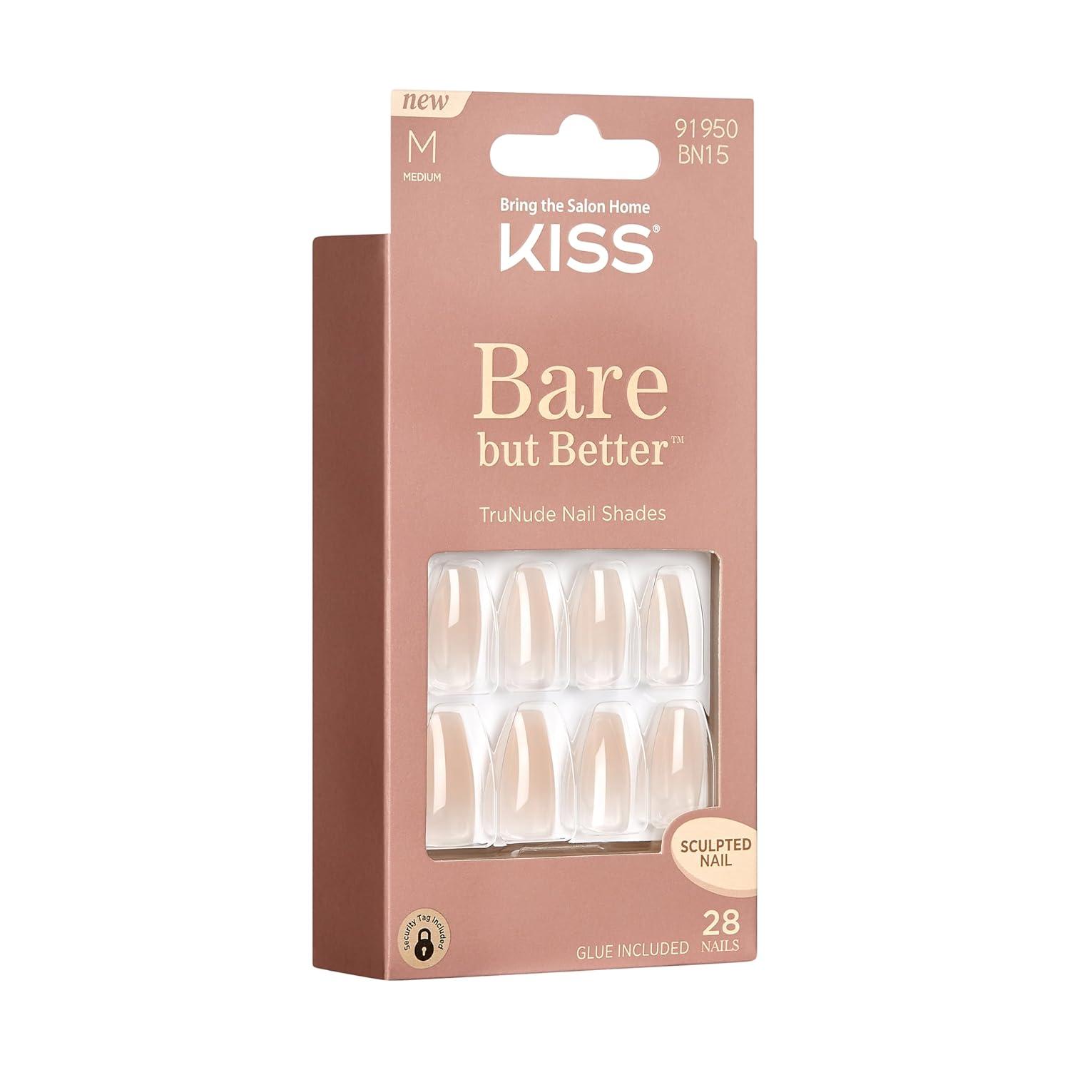 imageKISS Bare but Better Press On Nails Glossy Pink Short Length Square Shape 28 Fake Nails Pink Gel Nail Glue Net Wt 2g 007 Oz Mini Nail File ampamp Manicure StickEmbrace It