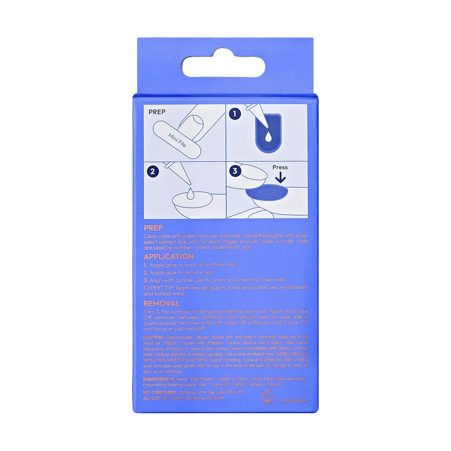 imageKISS Gel Fantasy Press On Nails Nail glue included Dancin Offwhite Short Size Oval Shape Includes 28 Nails 2g glue 1 Manicure Stick 1 Mini File31 Piece Set