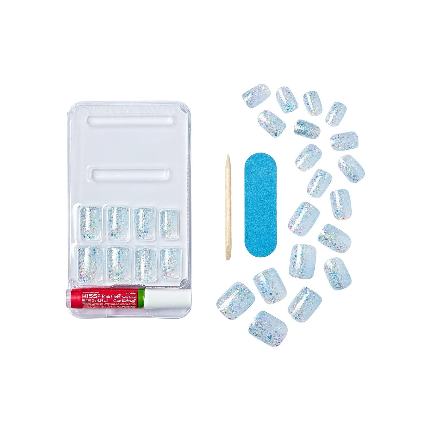 imageKISS Gel Fantasy Press On Nails Nail glue included Dancin Offwhite Short Size Oval Shape Includes 28 Nails 2g glue 1 Manicure Stick 1 Mini File31 Piece Set